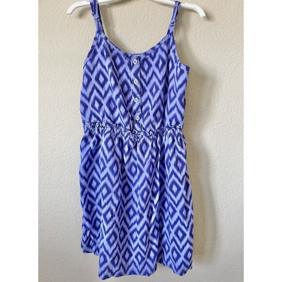Lot Of 2 Purple Blue Diamond Adjustable Straps Sleeveless Girls Dress Size M 7/8 - Picture 2 of 11